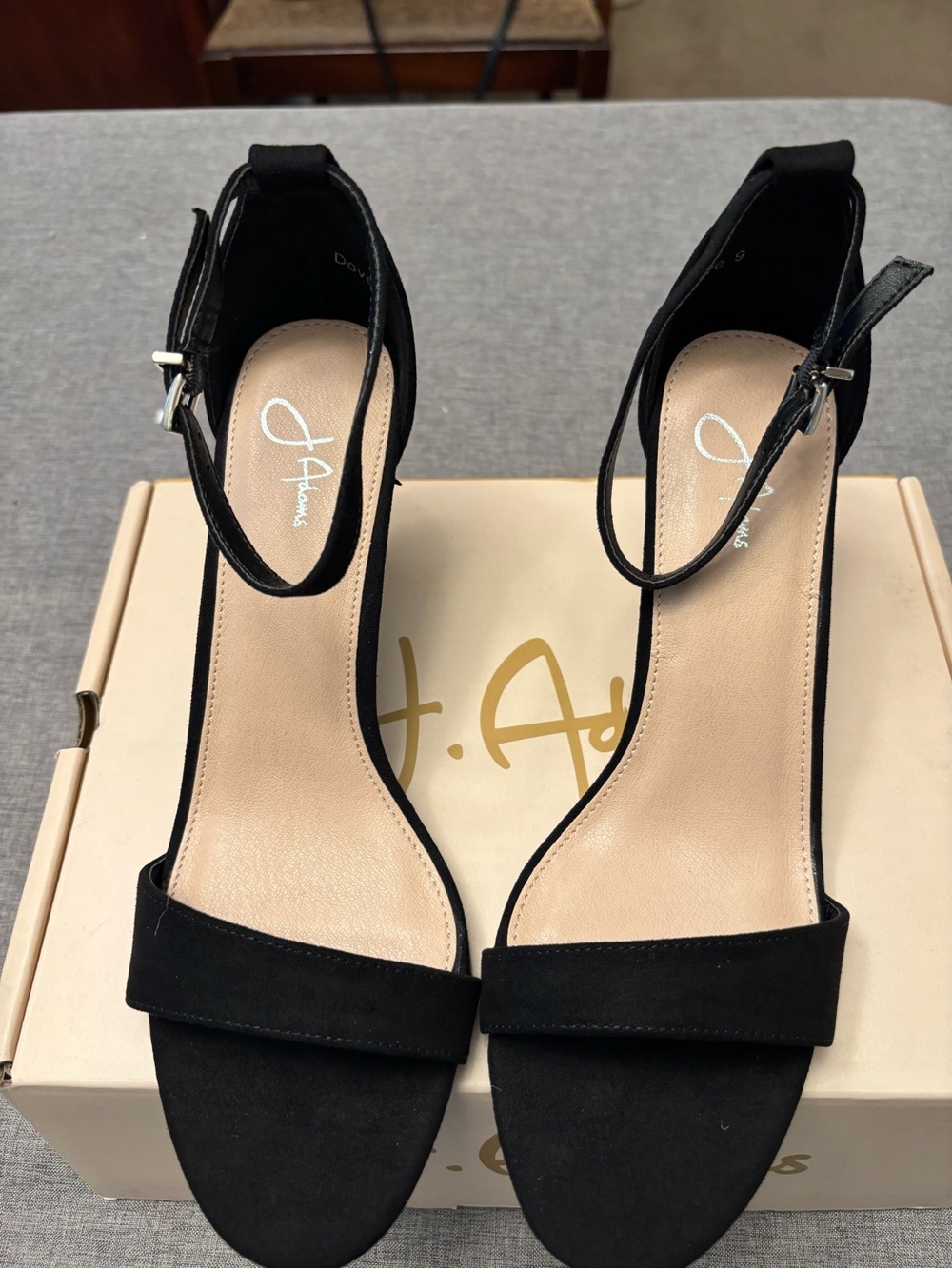 J. Adams Black Ankle-Strap Suede Heels
Size 9